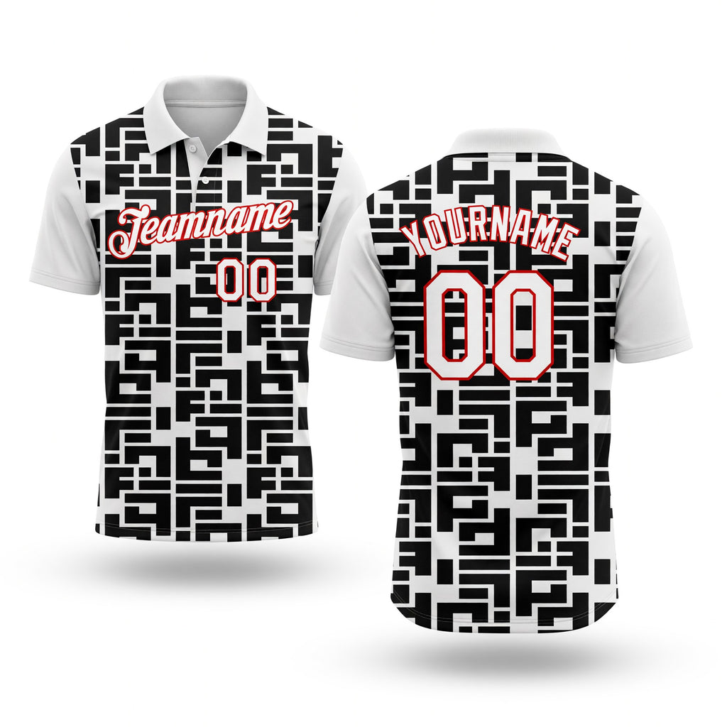 Custom White Black-Red 3D Esports Performance T-Shirt