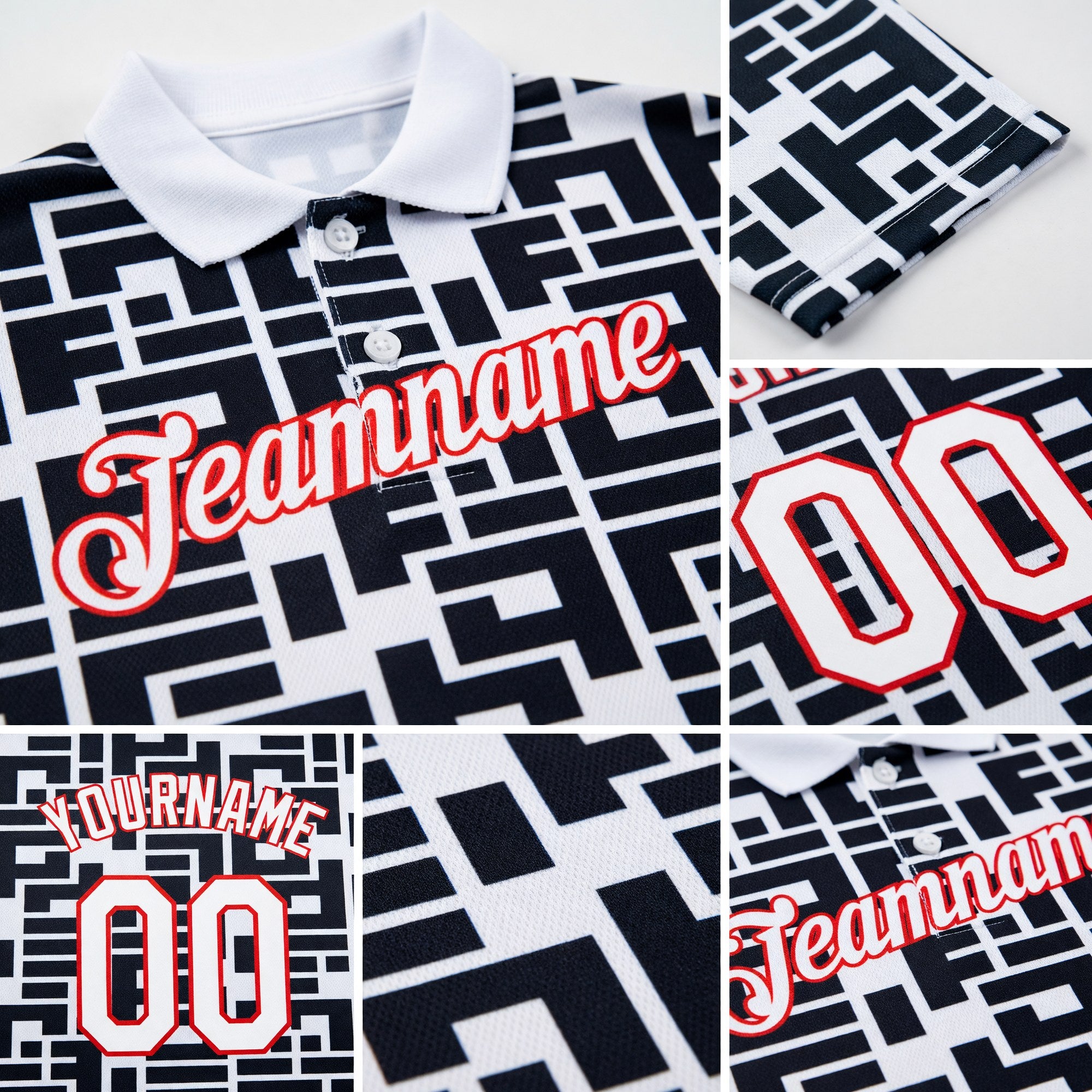Custom White Black-Red 3D Esports Performance T-Shirt detail