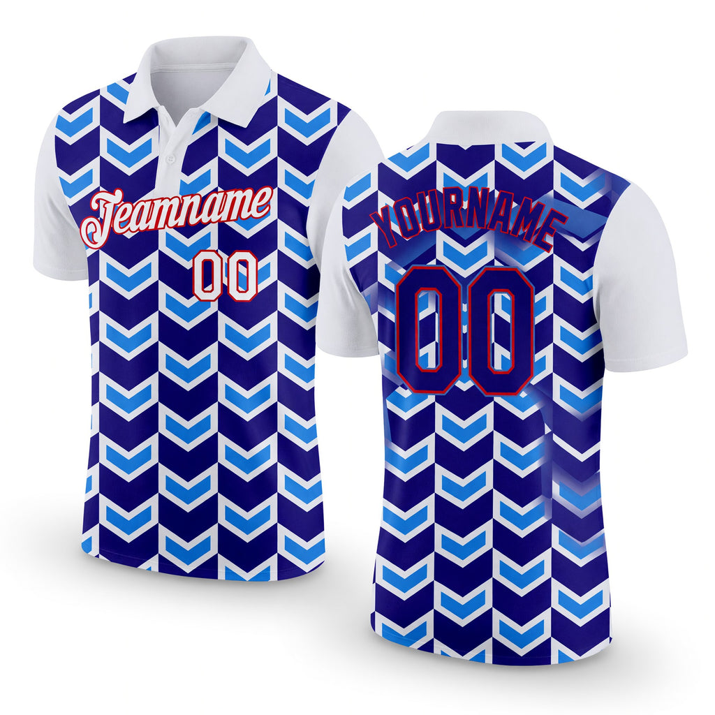 Custom White Dark Purple Powder Blue-Red 3D Esports Performance T-Shirt