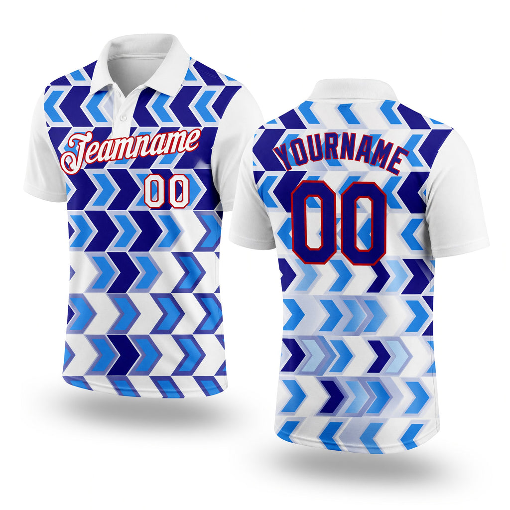 Custom White Dark Purple Powder Blue-Red 3D Esports Performance T-Shirt