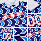 Custom White Dark Purple Powder Blue-Red 3D Esports Performance T-Shirt detail