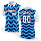 Custom White Sky Blue US Navy Blue-Red 3D Esports Performance T-Shirt