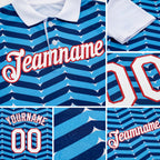 Custom White Sky Blue US Navy Blue-Red 3D Esports Performance T-Shirt detail