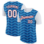 Custom White Sky Blue US Navy Blue-Red 3D Esports Performance T-Shirt photo 1