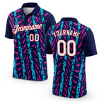 Custom Navy Lakes Blue Deep Pink-Red 3D Esports Performance T-Shirt