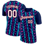 Custom Navy Lakes Blue Deep Pink-Red 3D Esports Performance T-Shirt photo 1