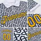 Custom White Gold Black-Navy 3D Esports Performance T-Shirt detail
