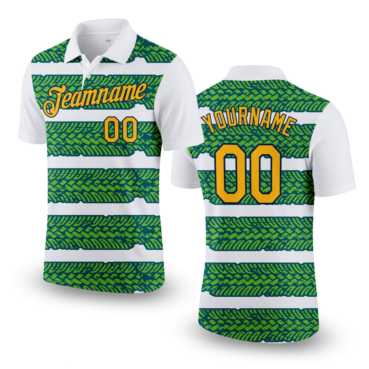 Custom White Gold Aurora Green Midnight Green-Navy 3D Esports Performance T-Shirt