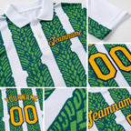 Custom White Gold Aurora Green Midnight Green-Navy 3D Esports Performance T-Shirt detail