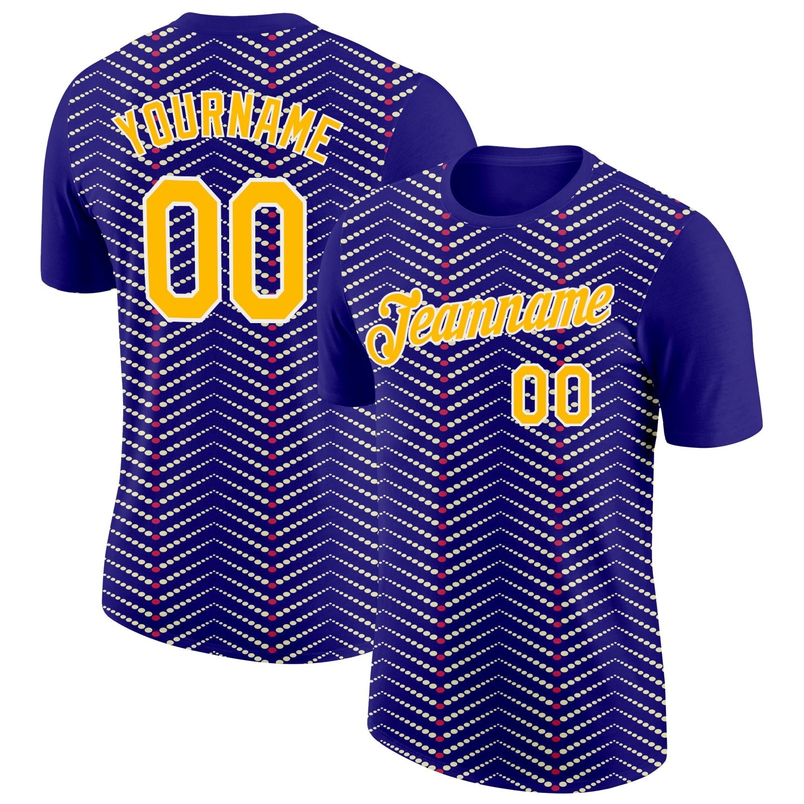 Custom Dark Purple Gold Cream Red-White 3D Esports Performance T-Shirt photo 1