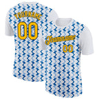 Custom White Gold Blue-Black 3D Esports Performance T-Shirt photo 1
