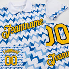 Custom White Gold Blue-Black 3D Esports Performance T-Shirt detail