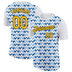 Custom White Gold Blue-Black 3D Esports Performance T-Shirt photo 1