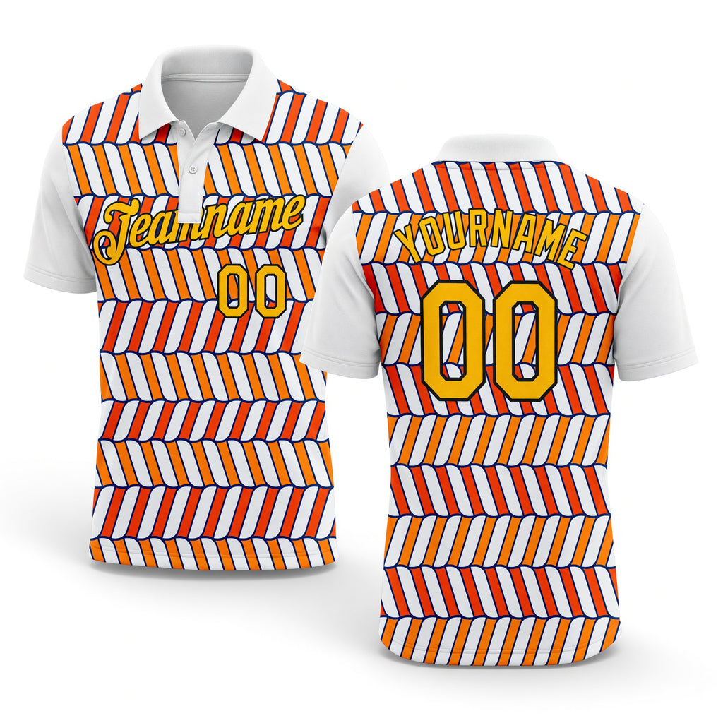 Custom White Gold Orange US Navy Blue-Black 3D Esports Performance T-Shirt