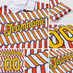 Custom White Gold Orange US Navy Blue-Black 3D Esports Performance T-Shirt detail