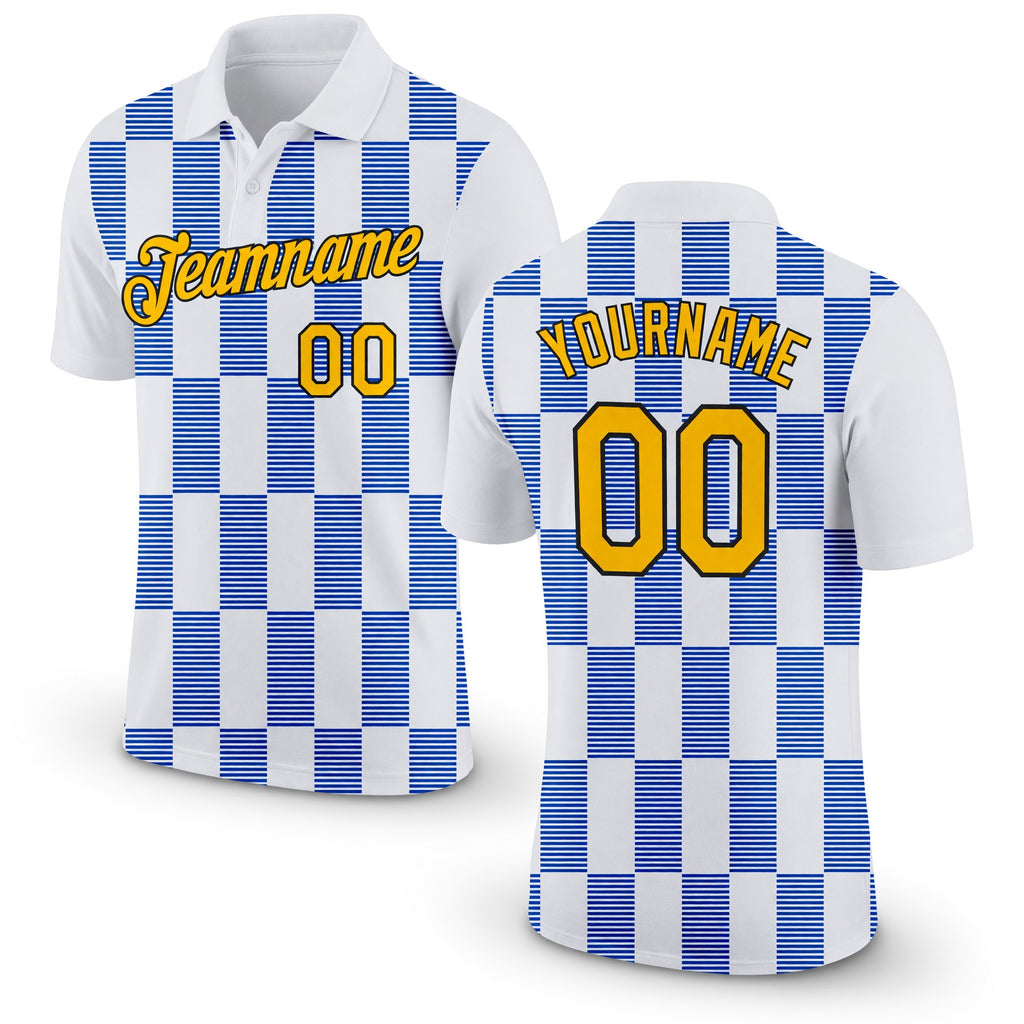 Custom White Gold Thunder Blue-Black 3D Esports Performance T-Shirt