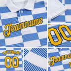 Custom White Gold Thunder Blue-Black 3D Esports Performance T-Shirt detail