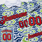 Custom White Fire Red US Navy Blue Aurora Green-Black 3D Esports Performance T-Shirt detail