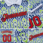 Custom White Fire Red US Navy Blue Aurora Green-Black 3D Esports Performance T-Shirt detail