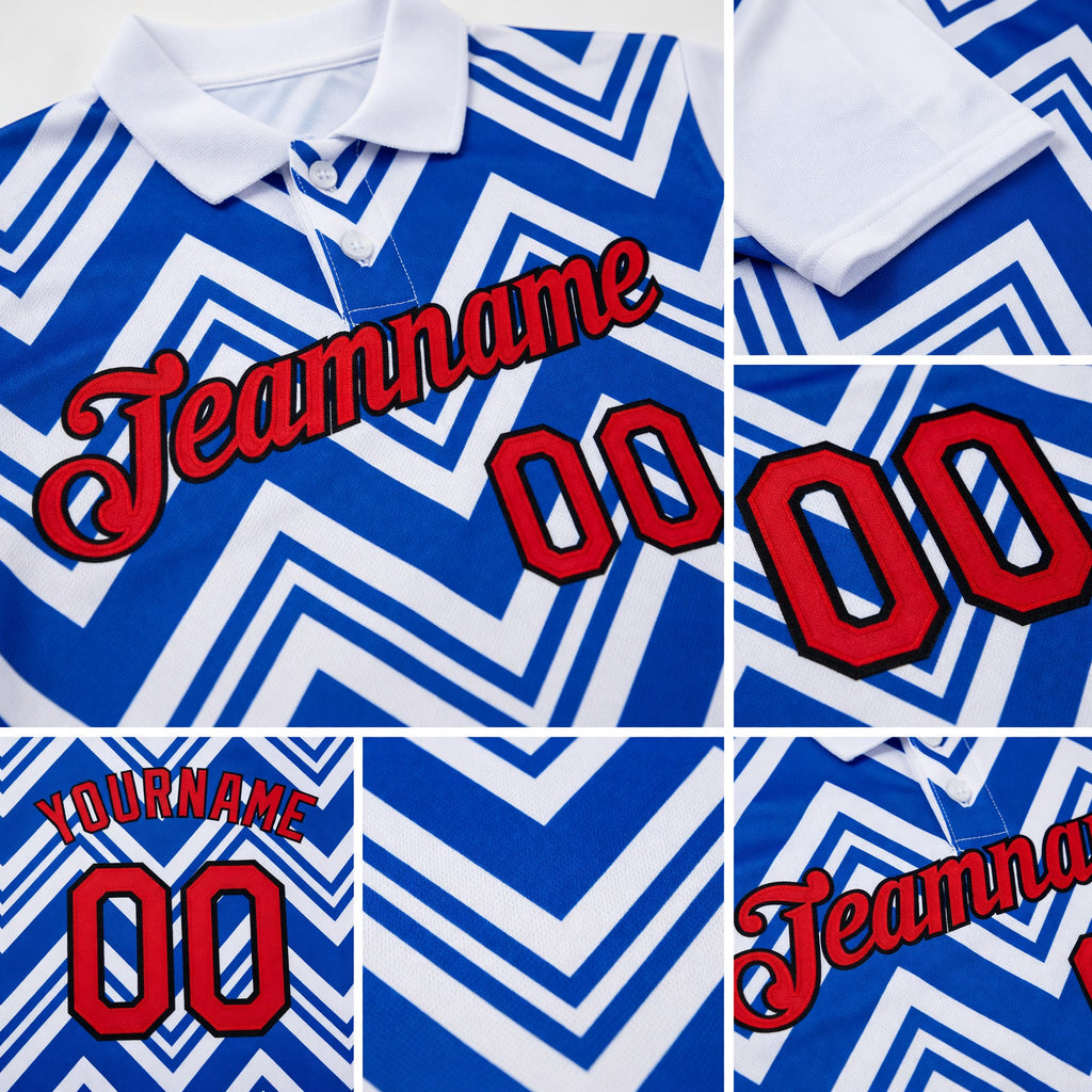 Custom White Fire Red Thunder Blue-Black 3D Esports Performance T-Shirt detail