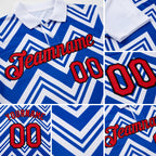 Custom White Fire Red Thunder Blue-Black 3D Esports Performance T-Shirt detail