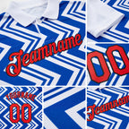 Custom White Fire Red Thunder Blue-Black 3D Esports Performance T-Shirt detail