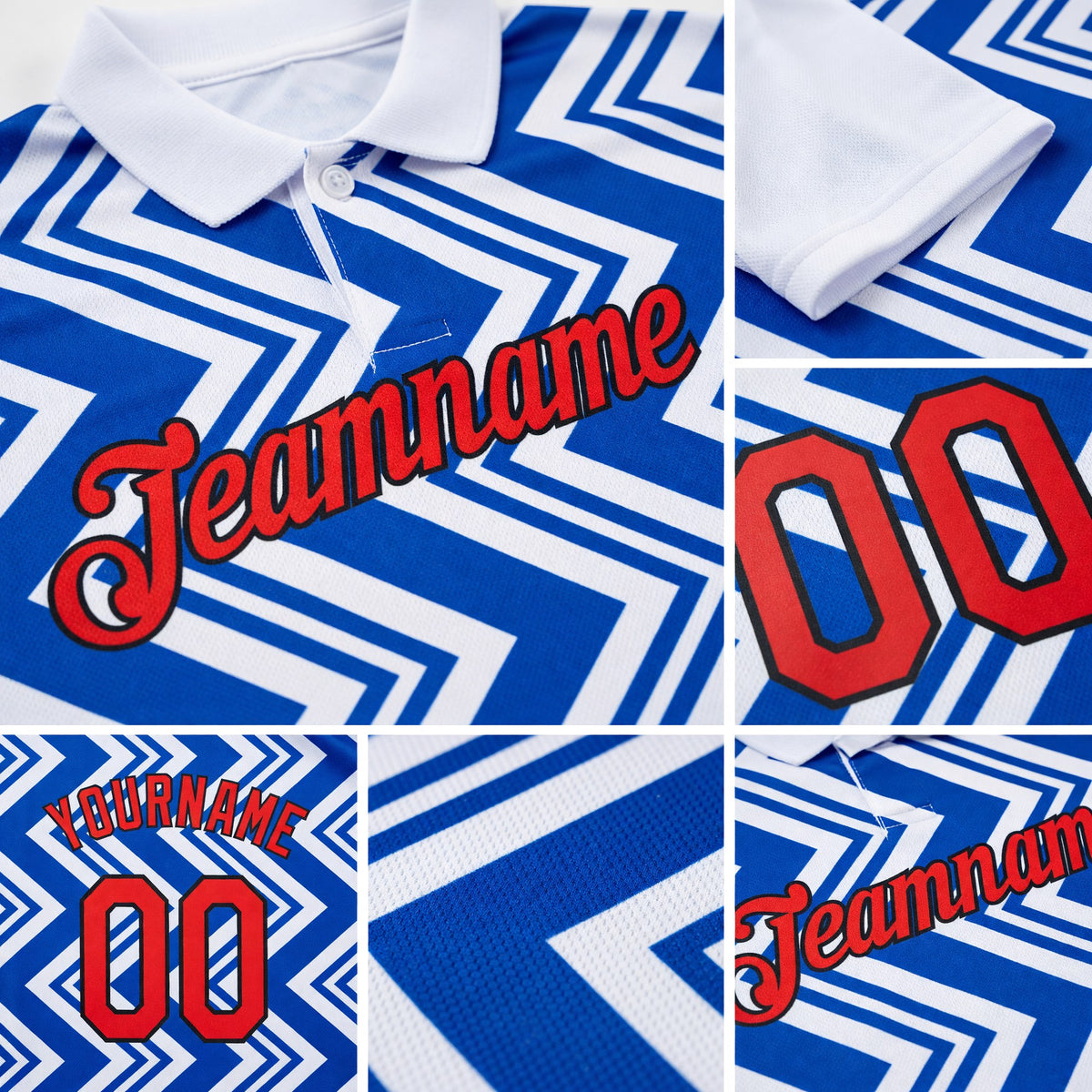 Custom White Fire Red Thunder Blue-Black 3D Esports Performance T-Shirt detail