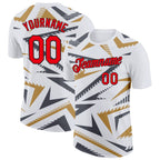 Custom White Fire Red Steel Gray Old Gold-Black 3D Esports Performance T-Shirt photo 1