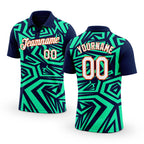 Custom Navy Pea Green-Orange 3D Esports Performance T-Shirt