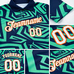 Custom Navy Pea Green-Orange 3D Esports Performance T-Shirt detail