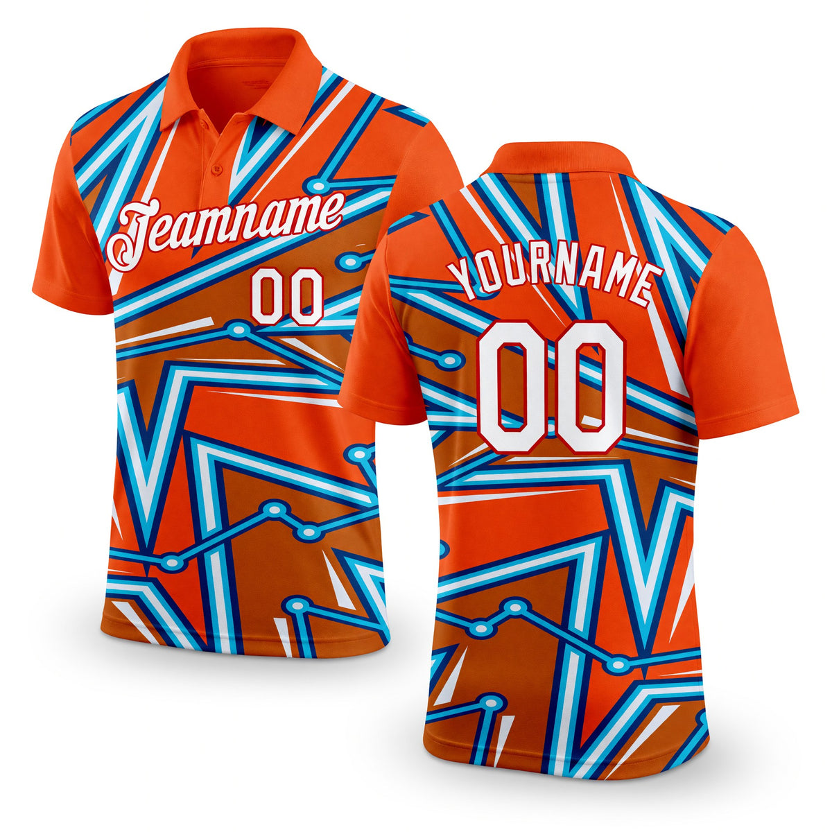 Custom Orange US Navy Blue Lakes Blue-Red 3D Esports Performance T-Shirt