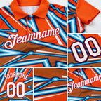 Custom Orange US Navy Blue Lakes Blue-Red 3D Esports Performance T-Shirt detail