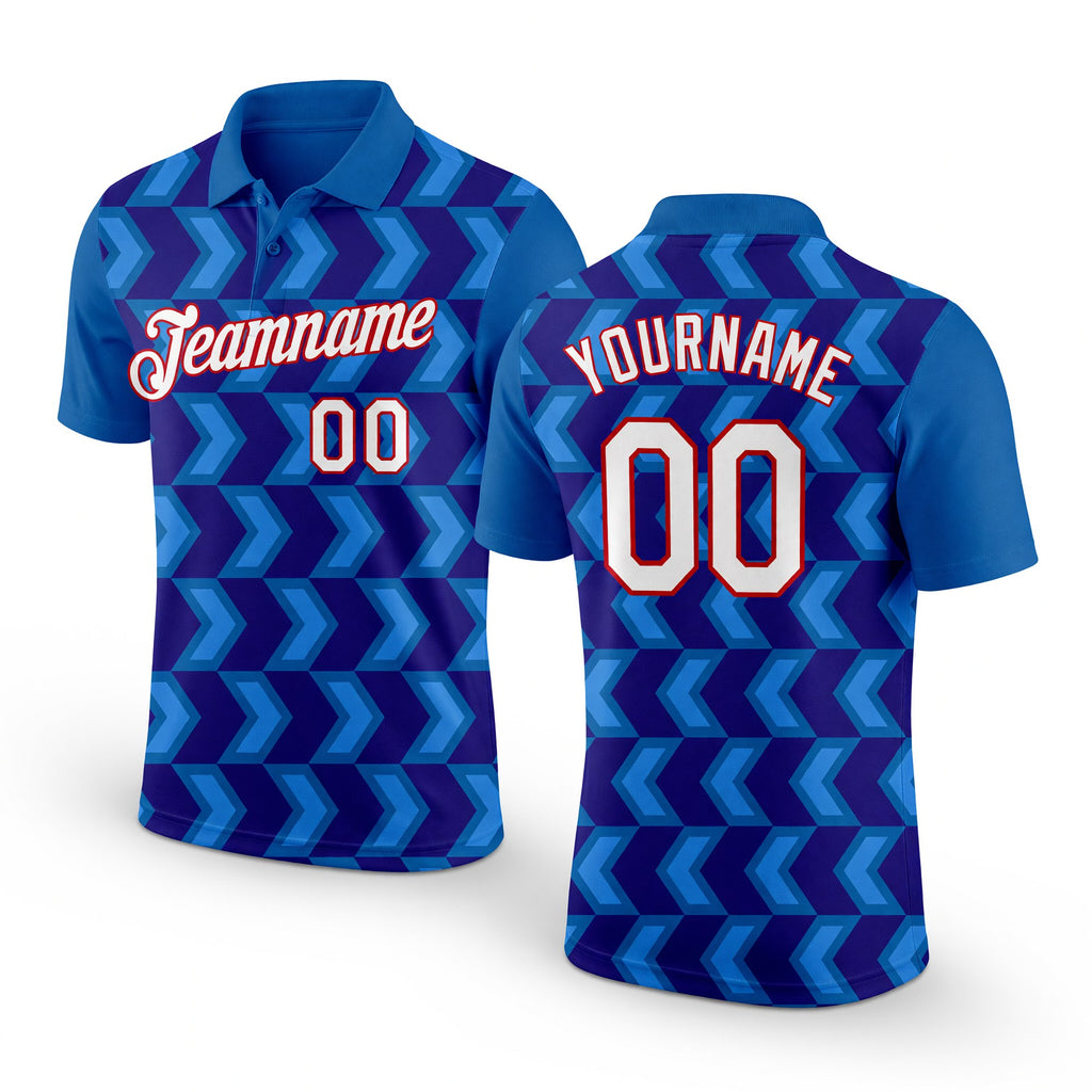 Custom Blue Dark Purple Powder Blue-Red 3D Esports Performance T-Shirt