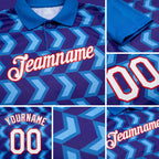 Custom Blue Dark Purple Powder Blue-Red 3D Esports Performance T-Shirt detail