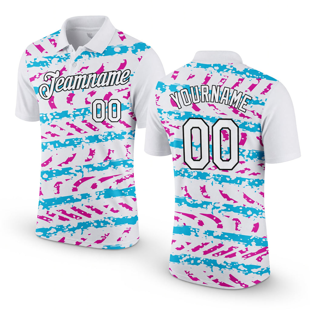 Custom White Lakes Blue Deep Pink-Black 3D Esports Performance T-Shirt