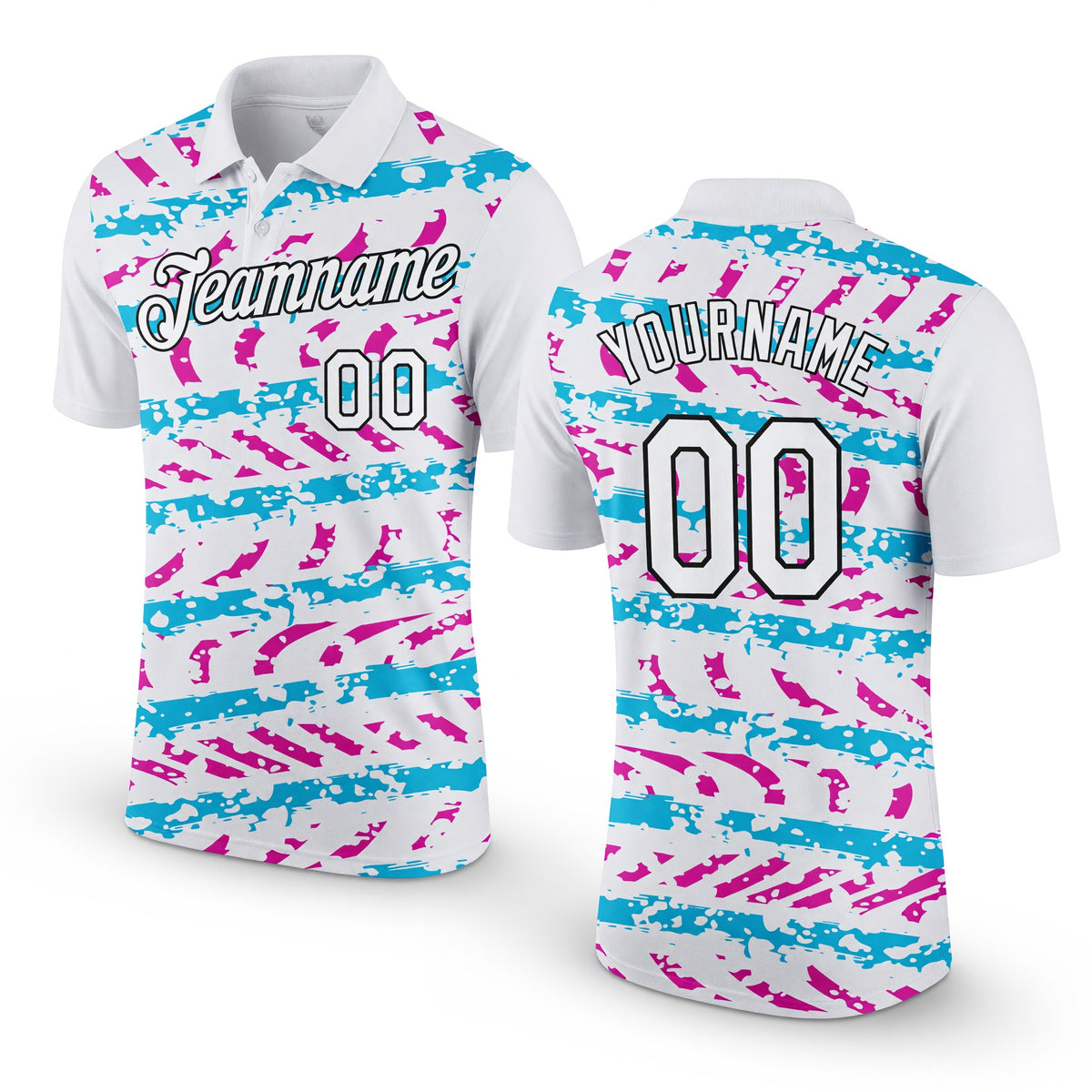 Custom White Lakes Blue Deep Pink-Black 3D Esports Performance T-Shirt