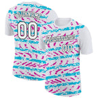 Custom White Lakes Blue Deep Pink-Black 3D Esports Performance T-Shirt photo 1