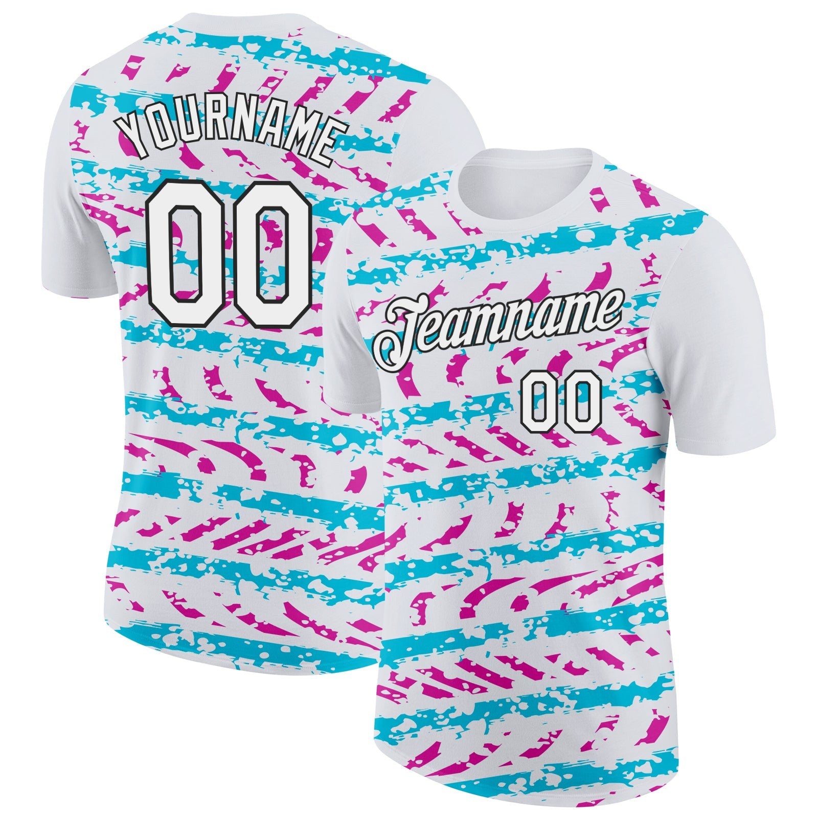 Custom White Lakes Blue Deep Pink-Black 3D Esports Performance T-Shirt photo 1
