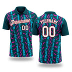 Custom Midnight Green Lakes Blue Deep Pink-Red 3D Esports Performance T-Shirt