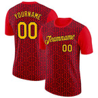 Custom Fire Red Gold Black-Navy 3D Esports Performance T-Shirt photo 1