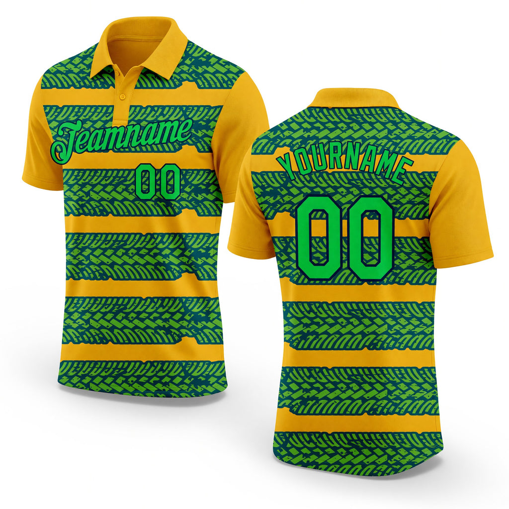 Custom Gold Aurora Green Midnight Green-Navy 3D Esports Performance T-Shirt