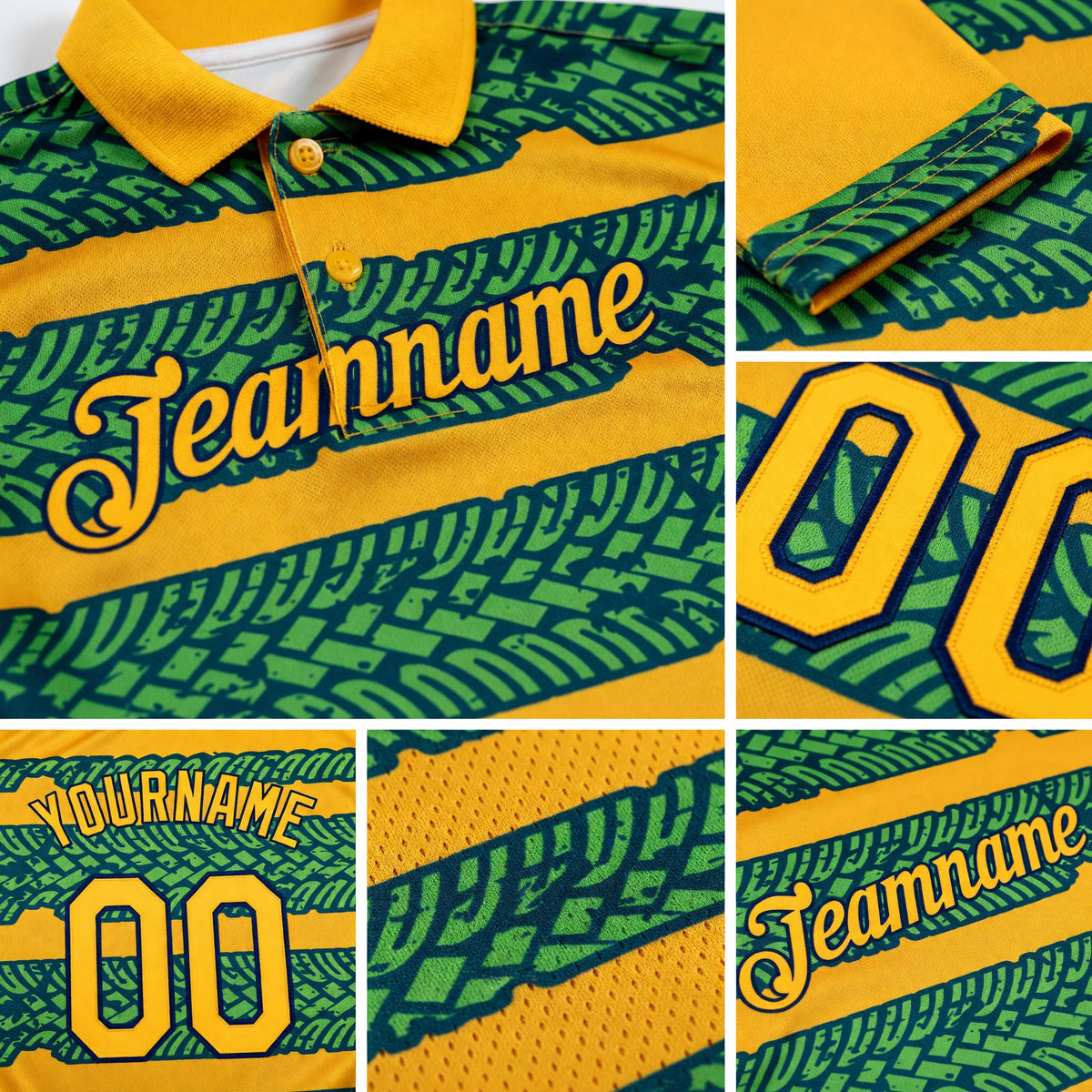 Custom Gold Aurora Green Midnight Green-Navy 3D Esports Performance T-Shirt detail