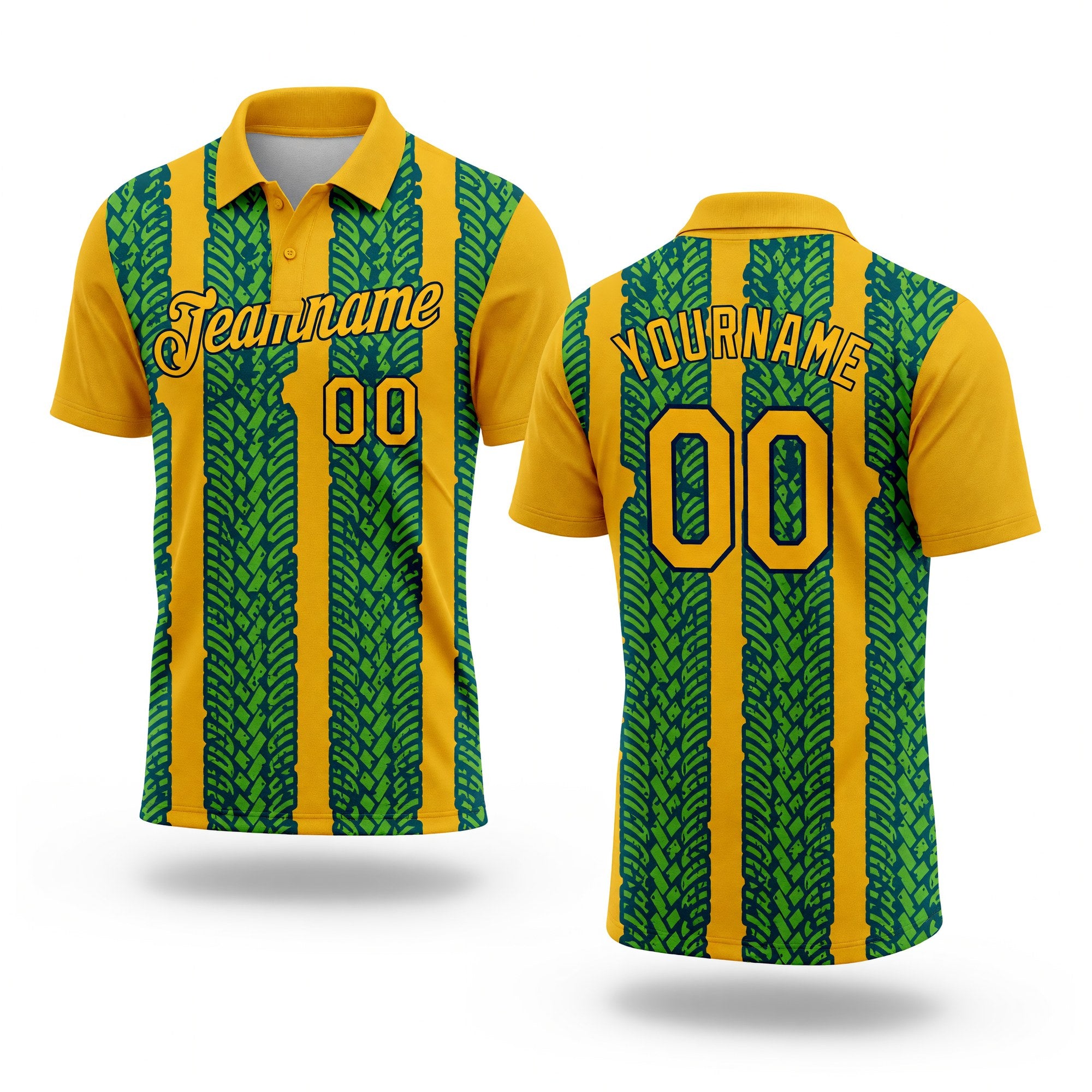 Custom Gold Aurora Green Midnight Green-Navy 3D Esports Performance T-Shirt