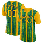 Custom Gold Aurora Green Midnight Green-Navy 3D Esports Performance T-Shirt photo 1