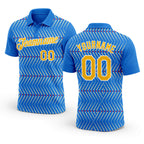 Custom Powder Blue Gold Cream Red-White 3D Esports Performance T-Shirt