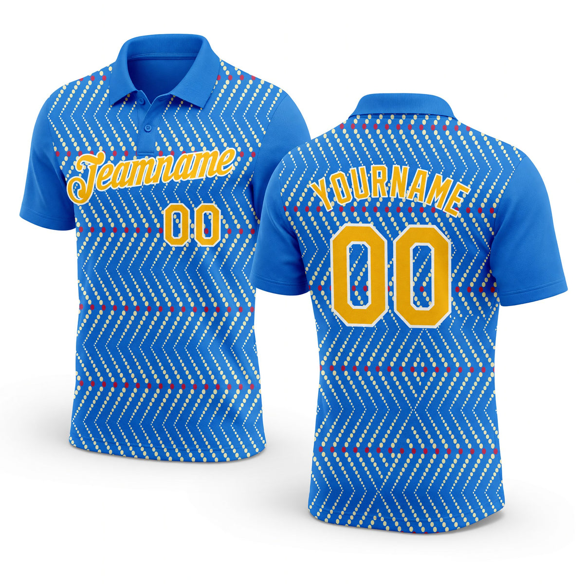 Custom Powder Blue Gold Cream Red-White 3D Esports Performance T-Shirt