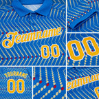 Custom Powder Blue Gold Cream Red-White 3D Esports Performance T-Shirt detail