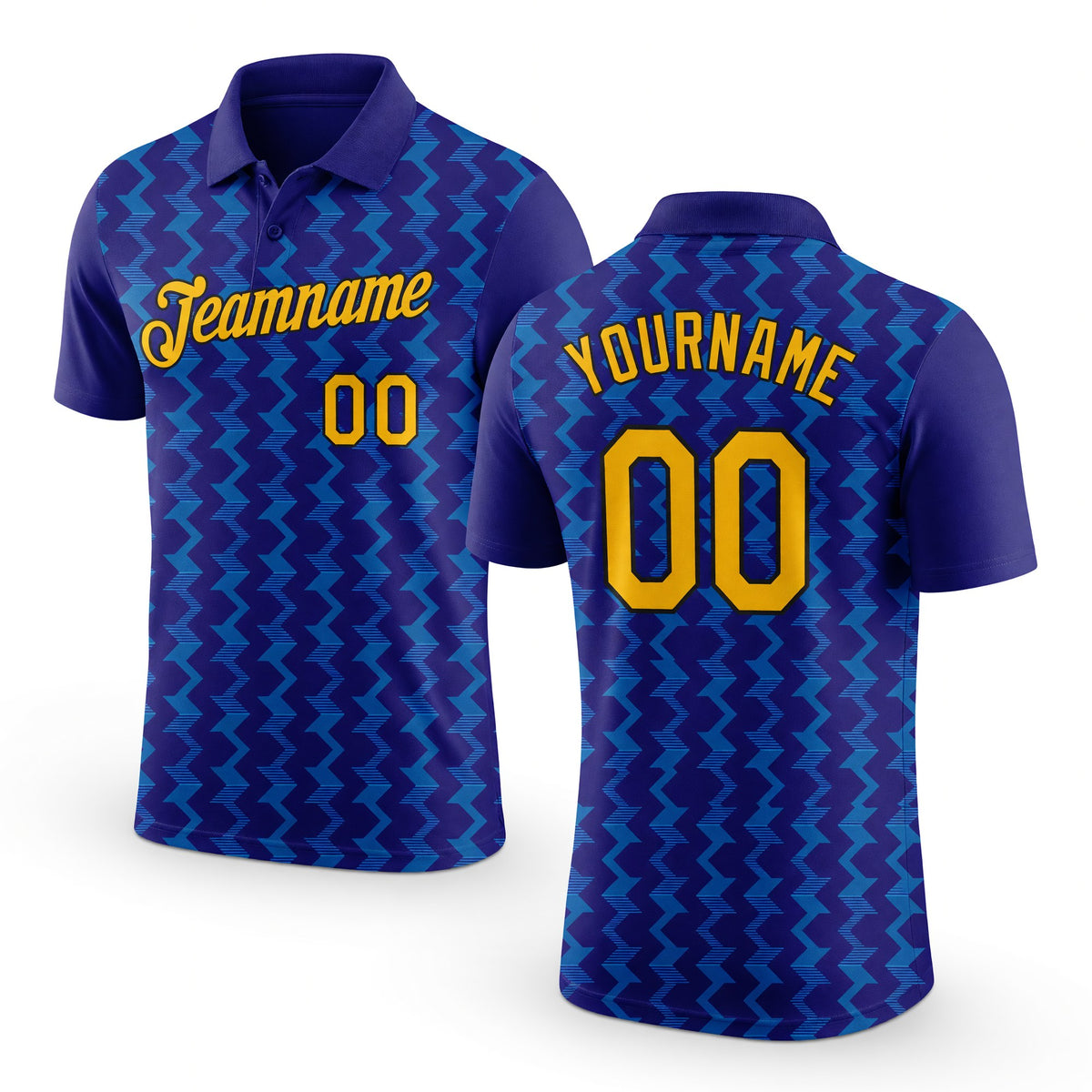 Custom Dark Purple Gold Blue-Black 3D Esports Performance T-Shirt