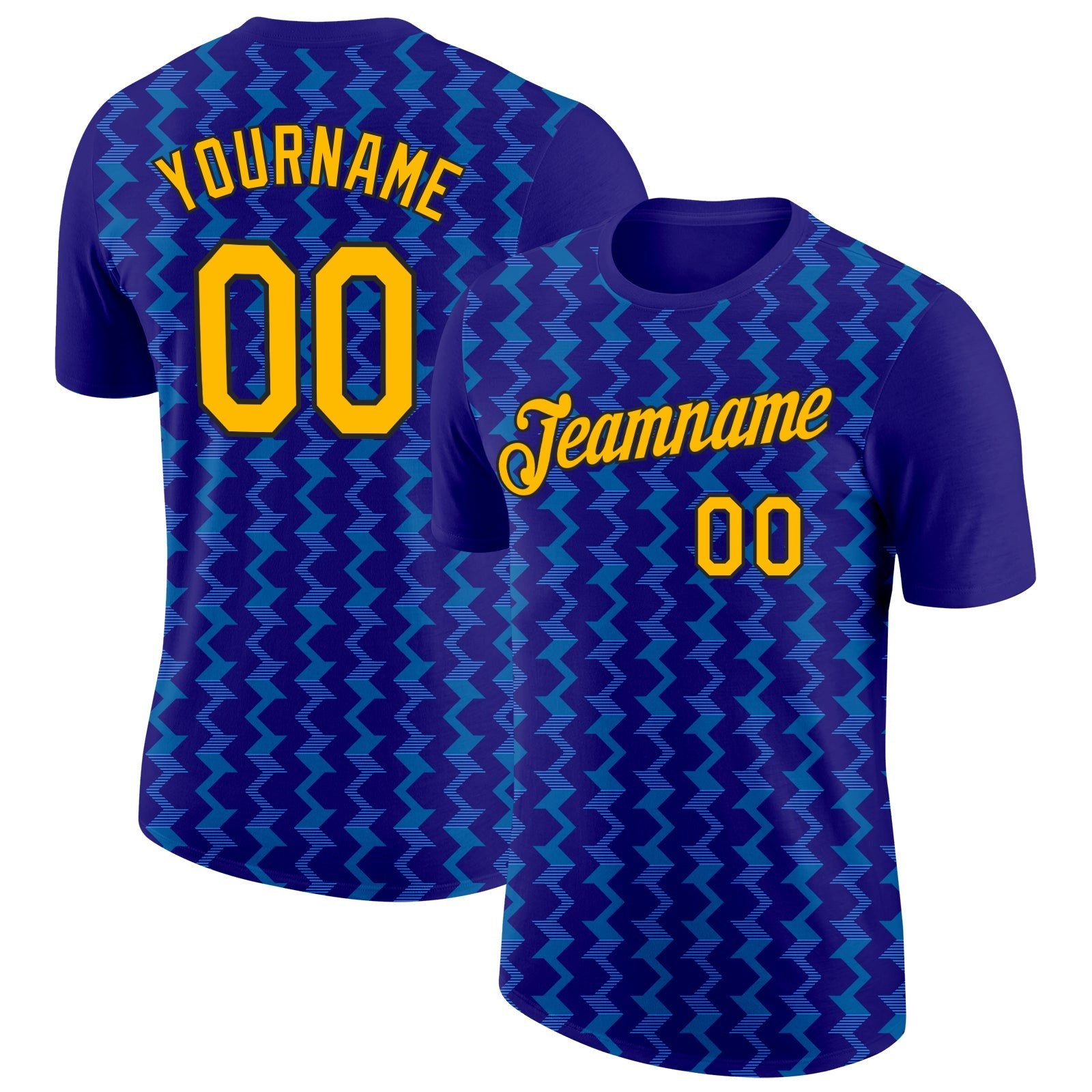 Custom Dark Purple Gold Blue-Black 3D Esports Performance T-Shirt photo 1