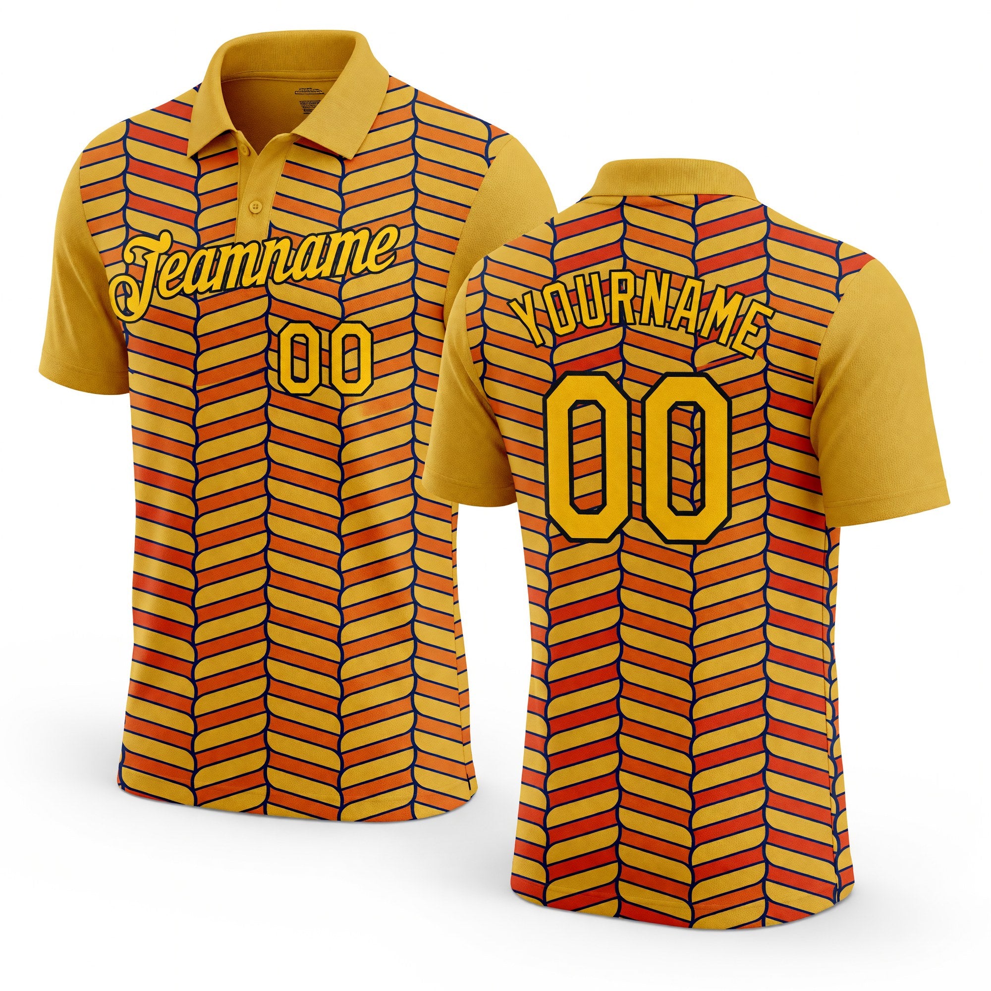 Custom Gold Orange US Navy Blue-Black 3D Esports Performance T-Shirt